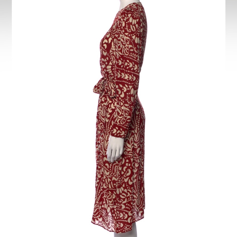 Elegant Red Patterned Wrap Dress Ba&Sh Sz S - Picture 2 of 10